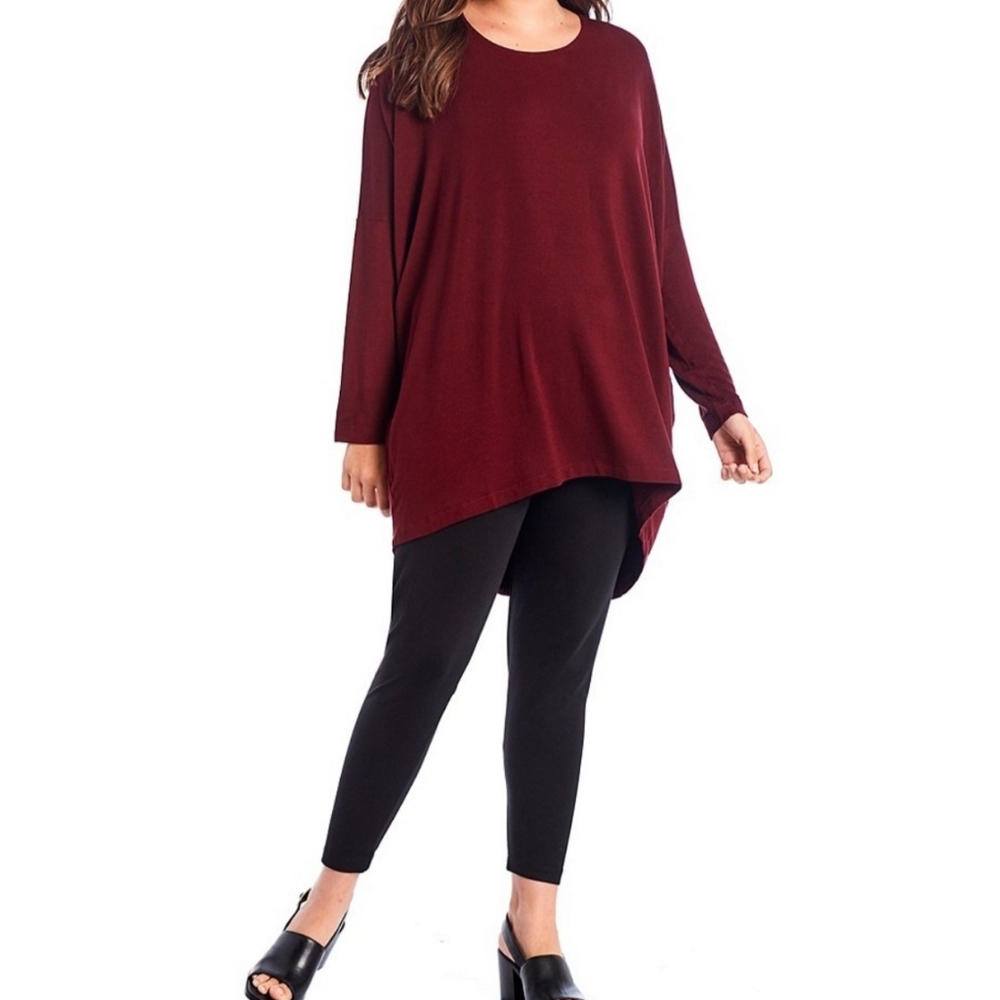 NEW Boutique Brenda's Dark Red  Long Dolman Sleeve Tunic Women's Size Medium